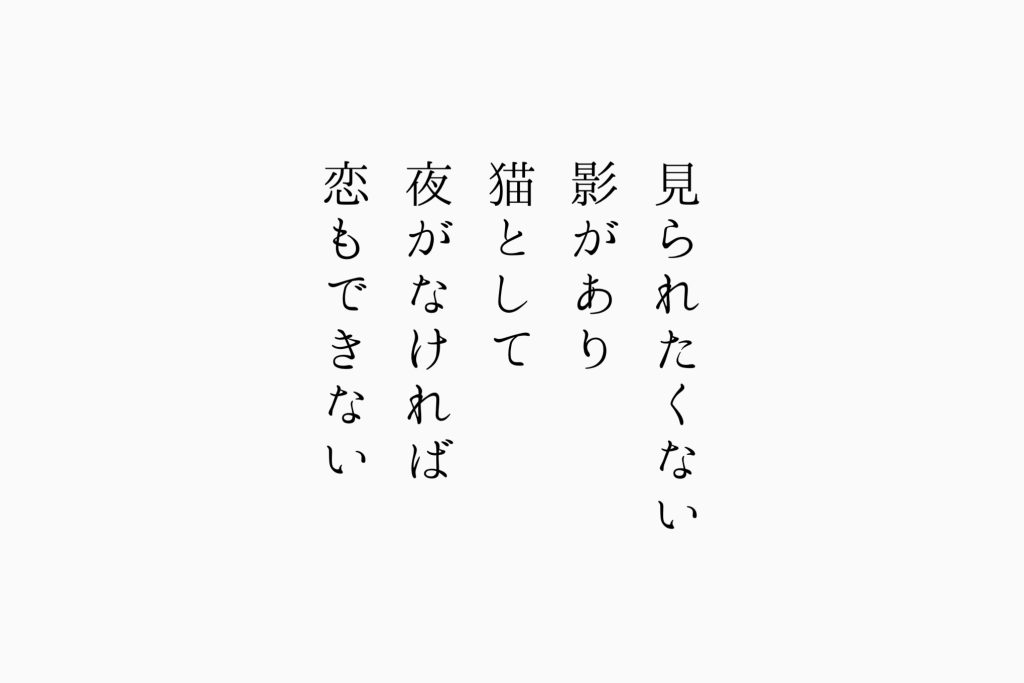 見られたくない影があり猫として夜がなければ恋もできない